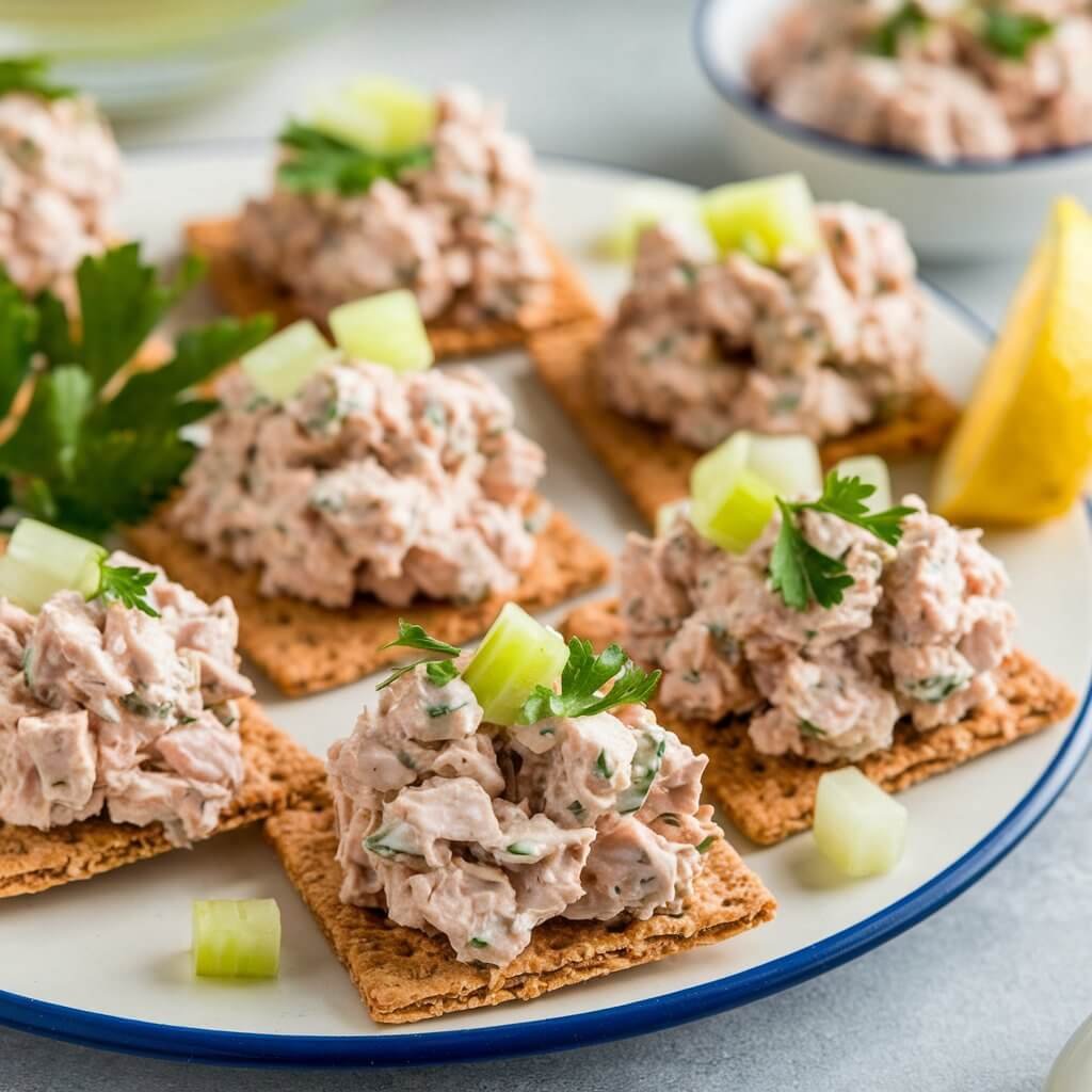 Tuna Salad on Whole-Grain Crackers