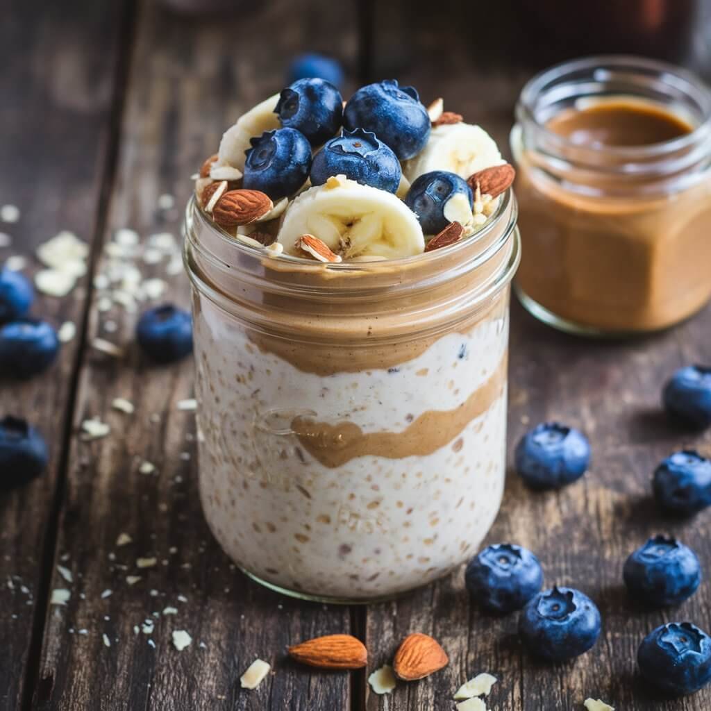 Overnight Oats with Chia and Almond Butter