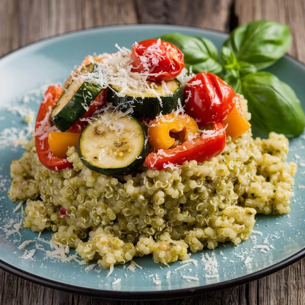 Pesto Quinoa with Roasted Vegetables