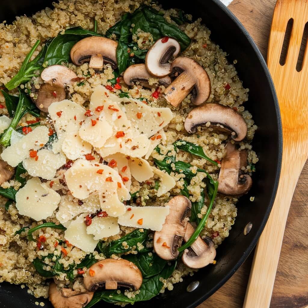 Spinach and Mushroom Quinoa Skillet