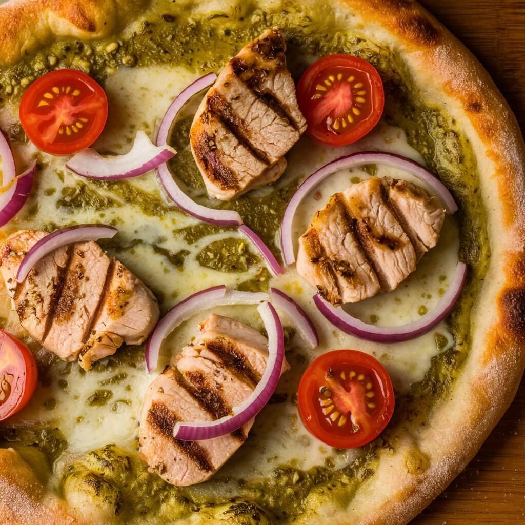 Pesto Chicken Pizza on Almond Flour Crust
