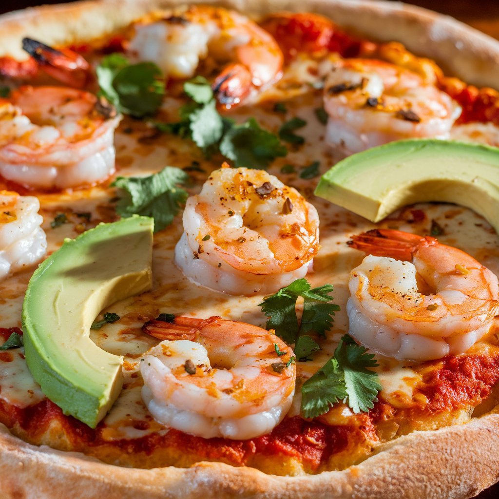 Spicy Shrimp and Avocado Pizza