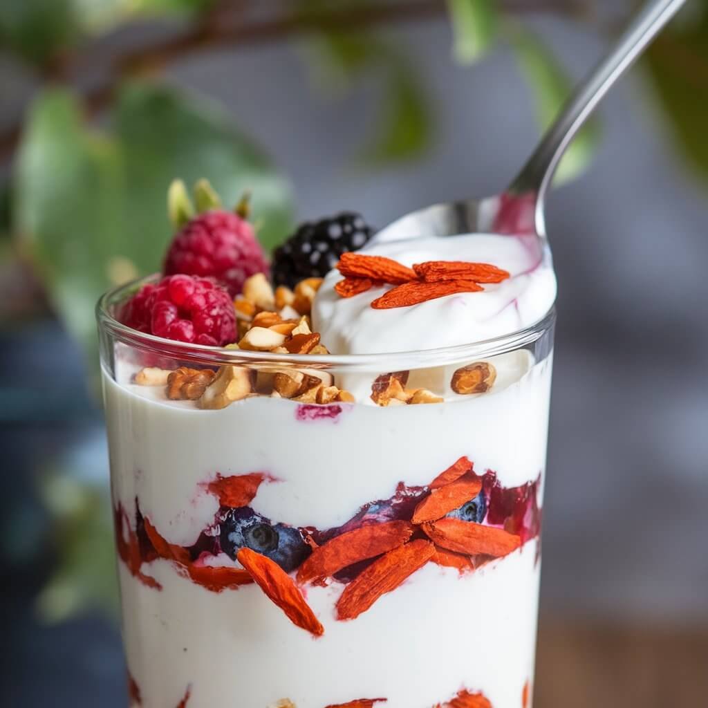 Yogurt Parfait with Goji Berries and Nuts