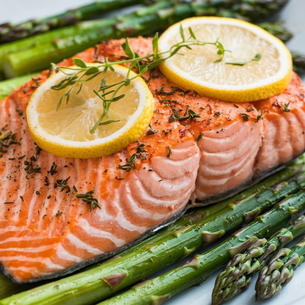 Baked Lemon Herb Salmon with Asparagus