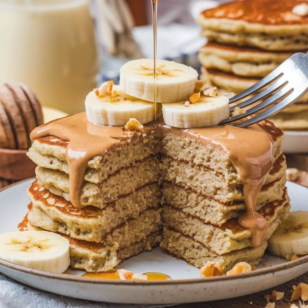 Banana Almond Butter Pancakes