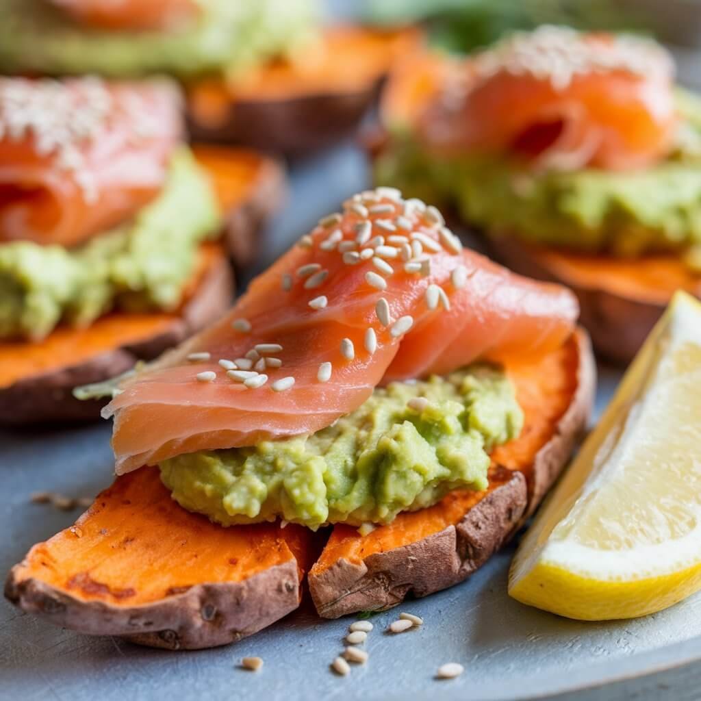 Smoked Salmon and Avocado on Sweet Potato Toast